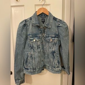 Puff sleeve denim jacket